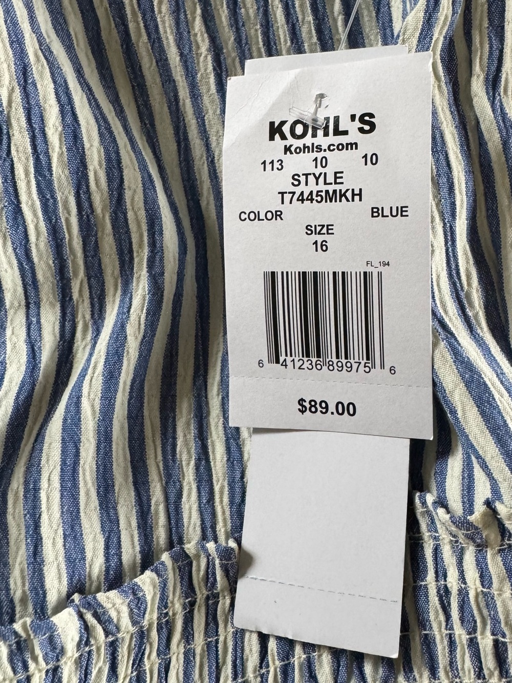 Seersucker Blue Striped Sleeveless Ruffle Midi Dress - NWT - Picture 5 of 6